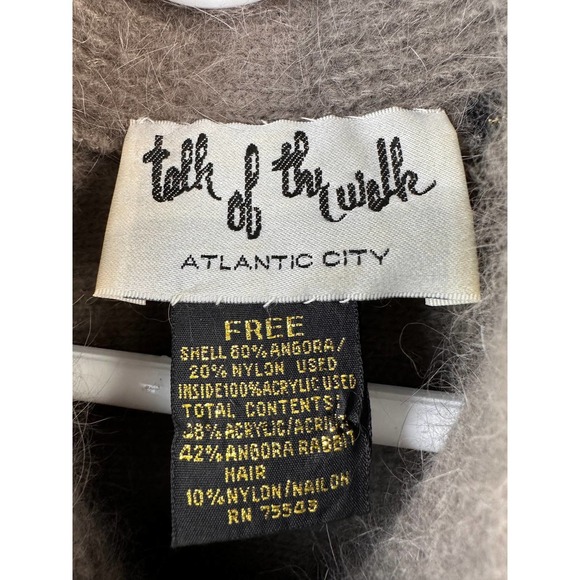 TALK OF THE WALK Vintage Sweater Womens 2XL Taupe Oatmeal Beaded Angora Blend - Picture 7 of 9